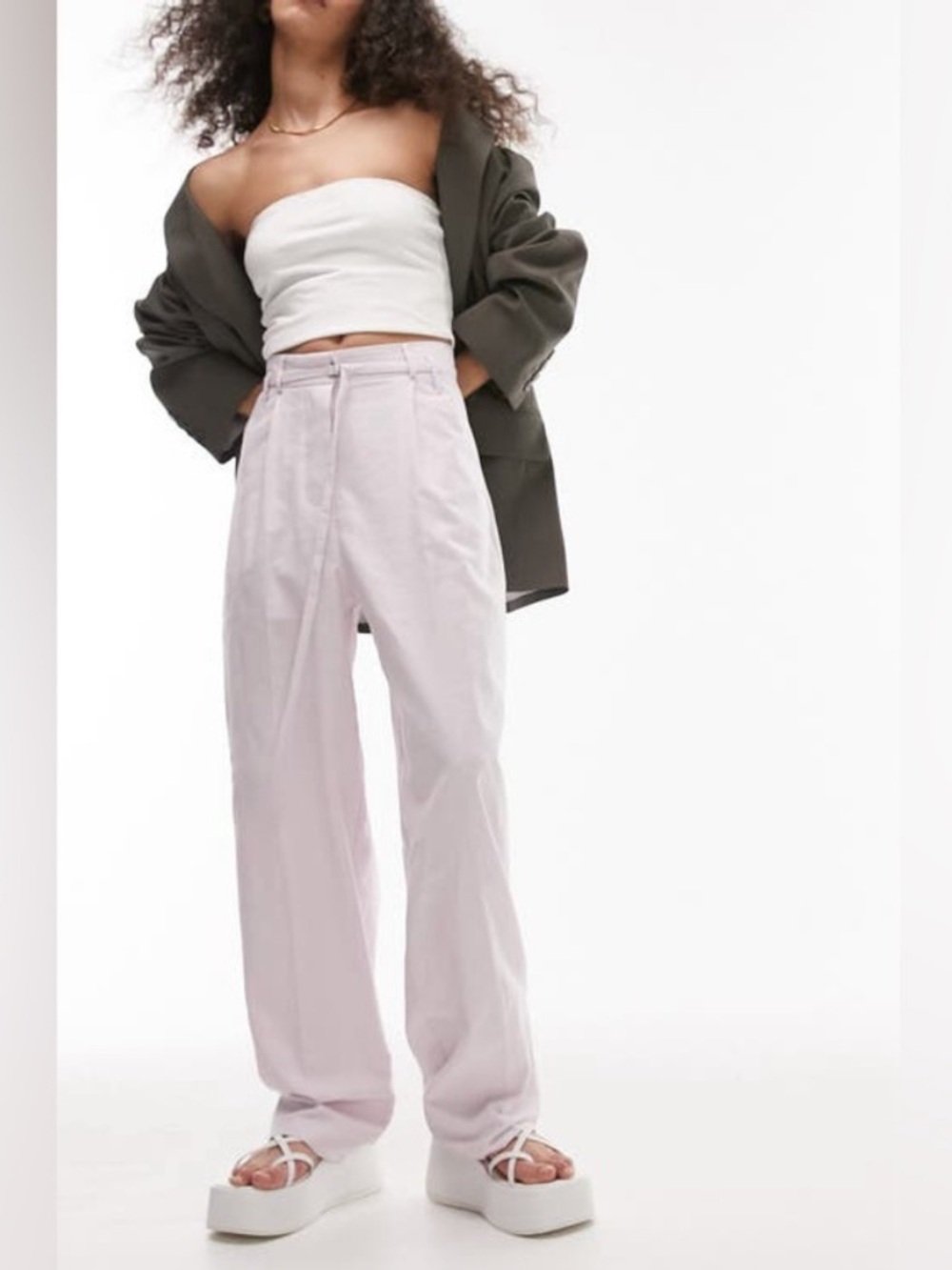 Topshop Belted Wide-Leg Trousers